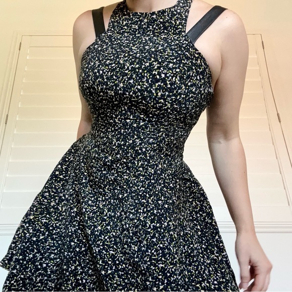 BCBGeneration Black and White strappy leather cutout mini Cocktail Dress - Picture 1 of 8
